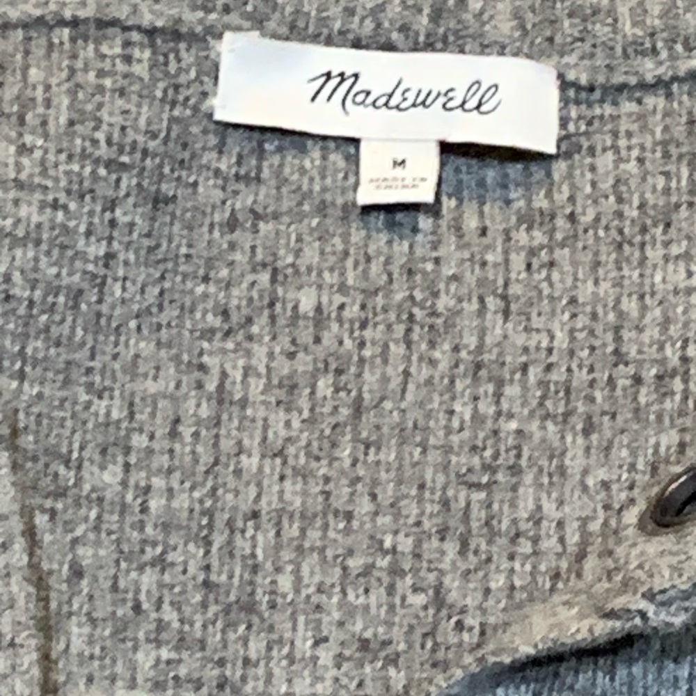 Madewell Lace Up Pullover Grey Sweater Size Small 100% Merino Wool Size M - Picture 3 of 8
